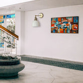 Vintage wandlamp industrieel in wit met dimfunctie