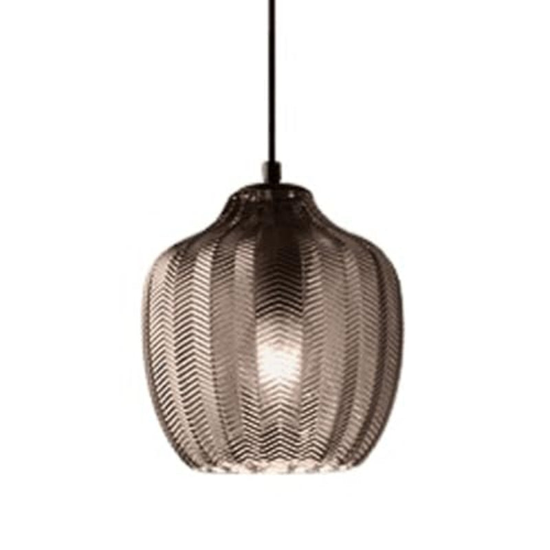 Bruine glazen hanglamp eetkamer met gestreept