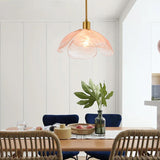 Blauwe glazen hanglamp voor de slaapkamer in bloemvorm