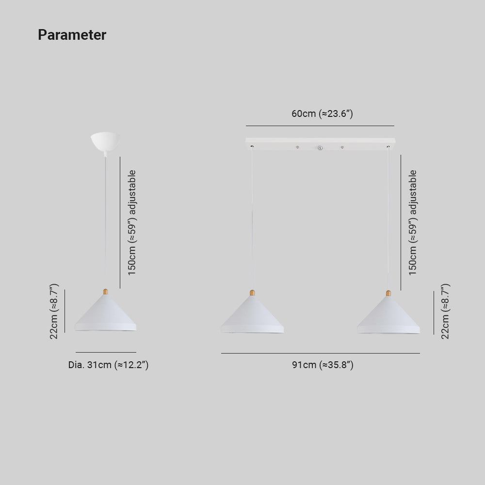 Zwarte hanglamp voor de eetkamer met een conische vorm
