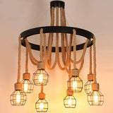 Zwarte hanglamp industrieel met retro jute touw