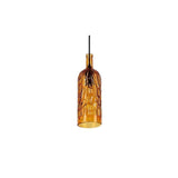 Hanglamp met gekleurde glazen flessen