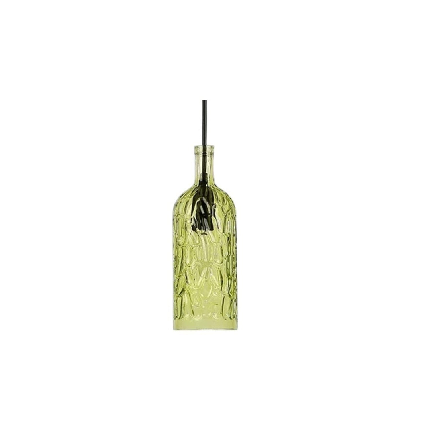 Hanglamp met gekleurde glazen flessen