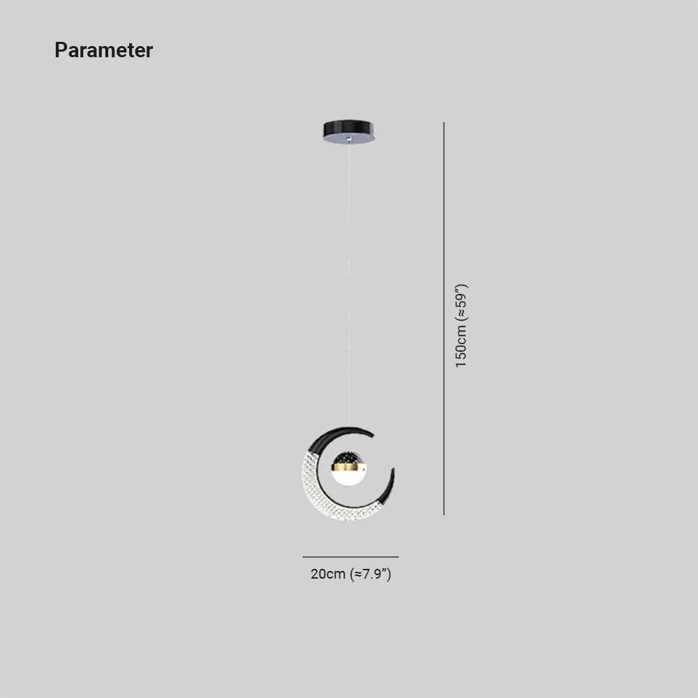 Hanglampen led zwart in maanvorm