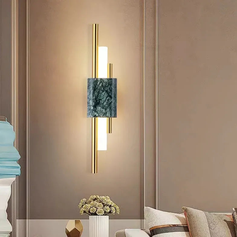Wandlamp draadloos goud met dubbele lijnen voor slaapkamer