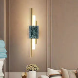 Wandlamp draadloos goud met dubbele lijnen voor slaapkamer