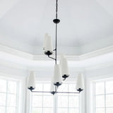 Hwoonkamer kroonluchter met witte kap en ketting