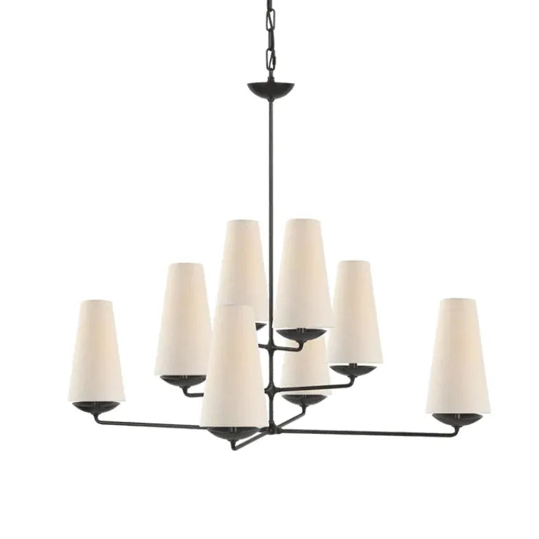 Hwoonkamer kroonluchter met witte kap en ketting