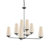 Hwoonkamer kroonluchter met witte kap en ketting