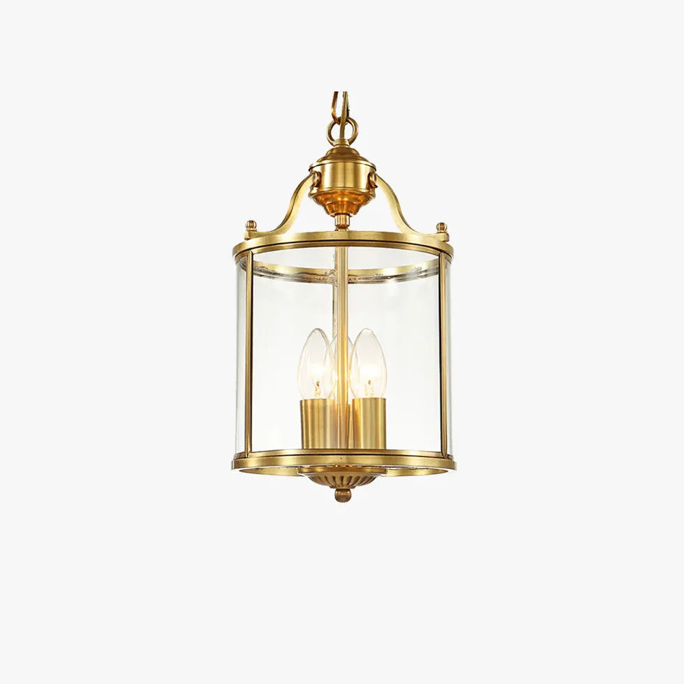 Hanglamp met goud in glazen lantaarnvorm