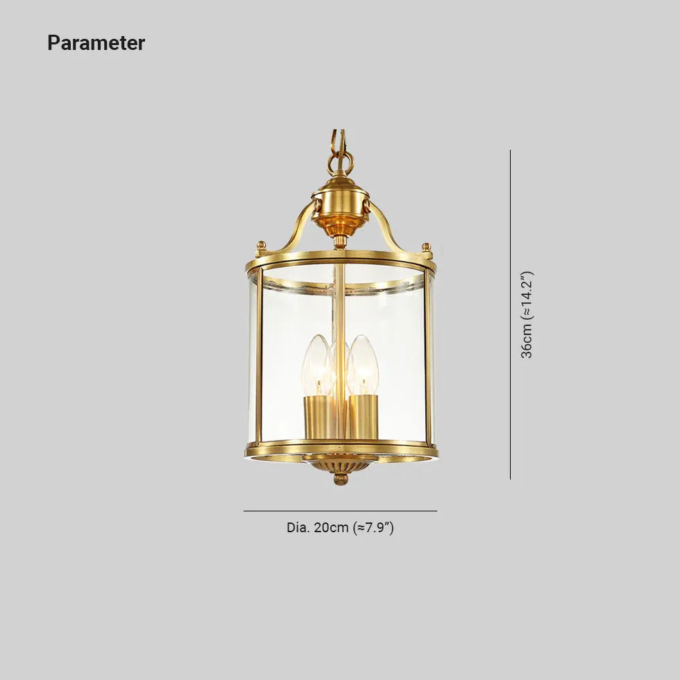 Hanglamp met goud in glazen lantaarnvorm