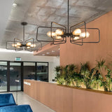 Industrieel hanglamp zwart met geometrisch frame