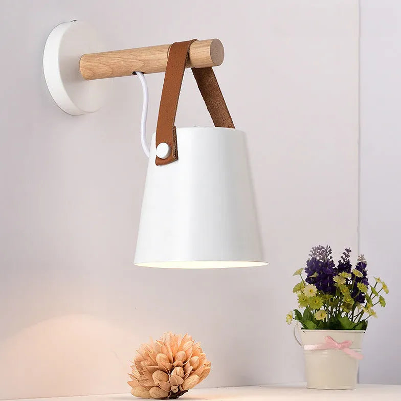 Wandlamp slaapkamer wit moderne houten stijl
