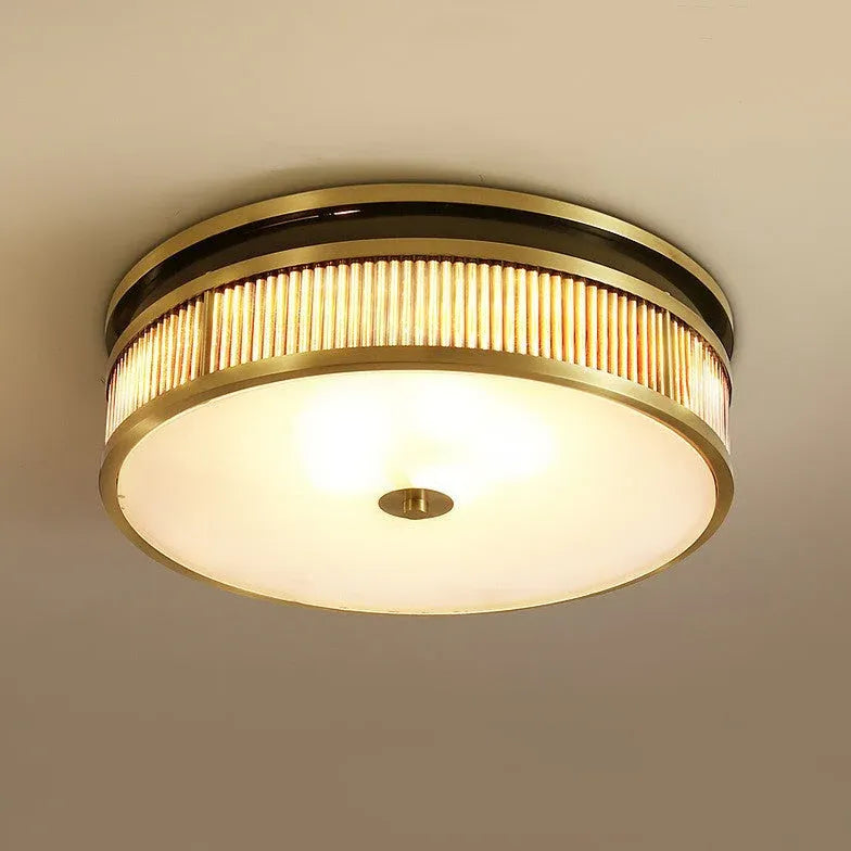 Plafondlampen goud met gestreepte cilindervorm