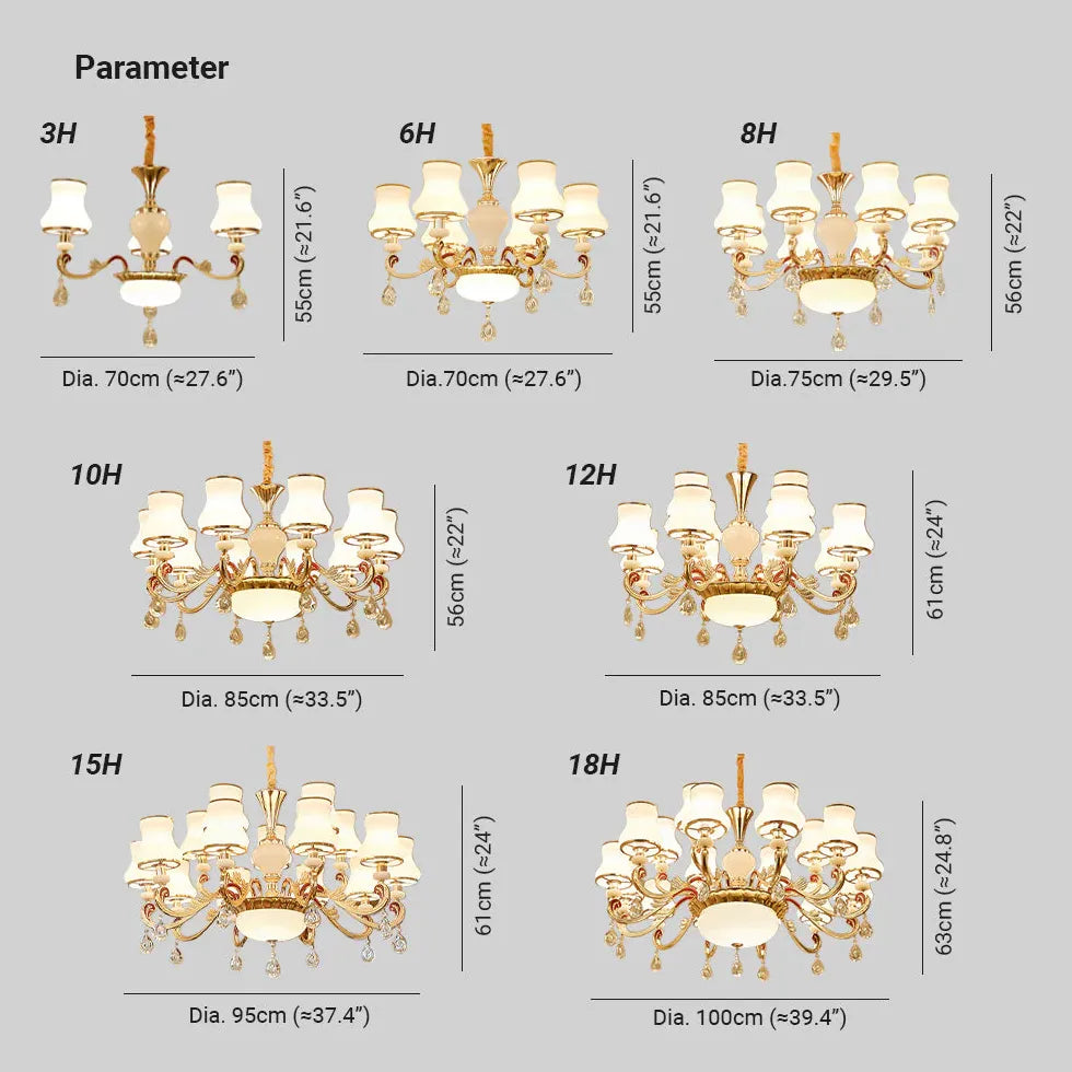 Gouden kroonluchter in retro luxe stijl