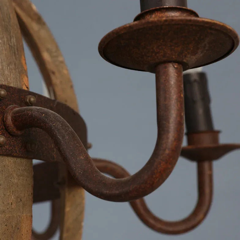 Retro kroonluchter bolvorm met houten details