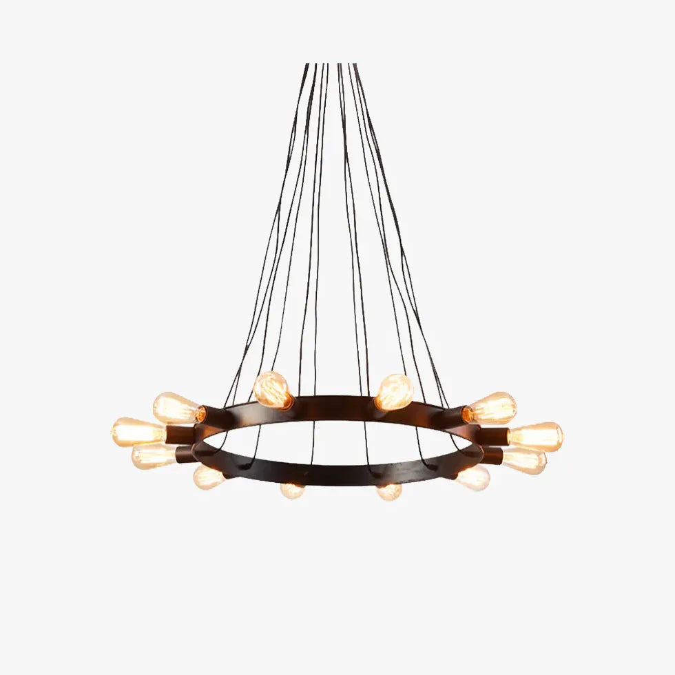 Industriele zwarte hanglamp met retro ijzeren ring