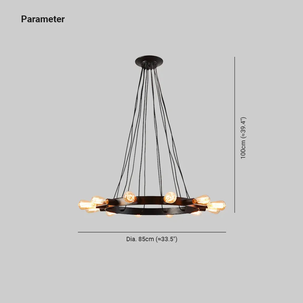 Industriele zwarte hanglamp met retro ijzeren ring