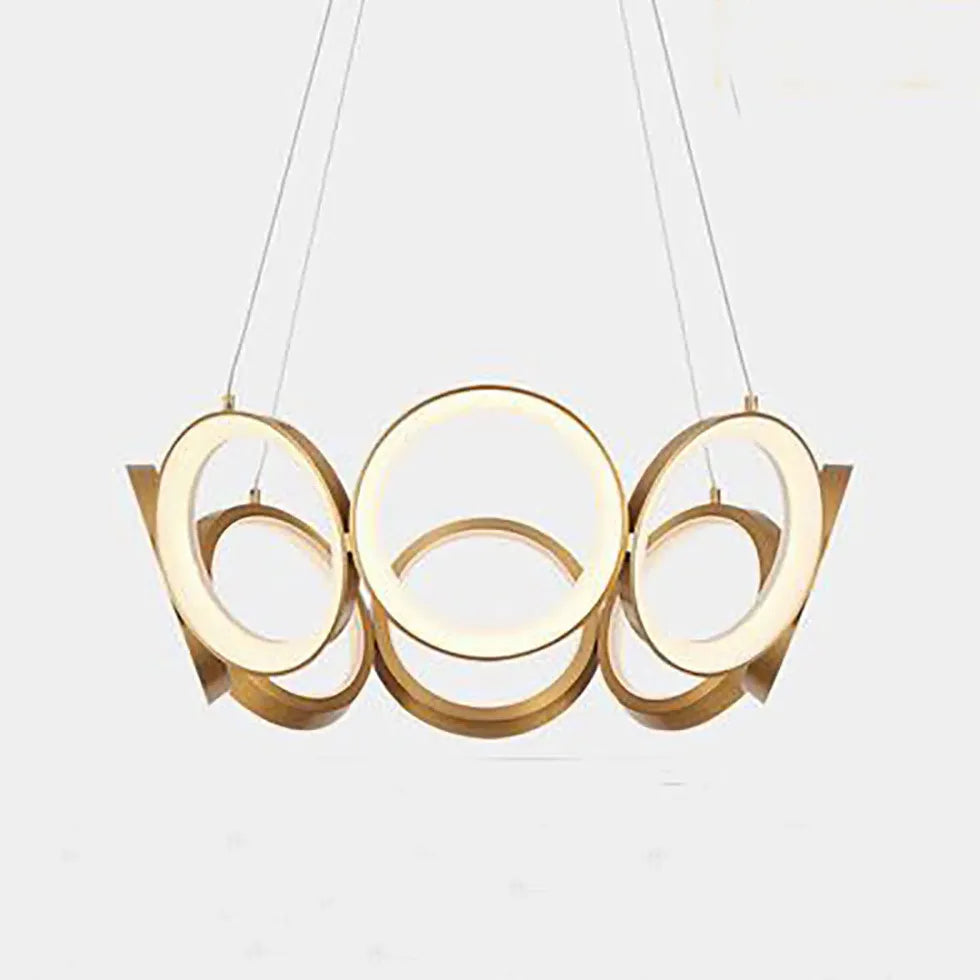 Hanglamp led gouden meerdere ringen woonkamer