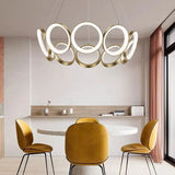 Hanglamp led gouden meerdere ringen woonkamer