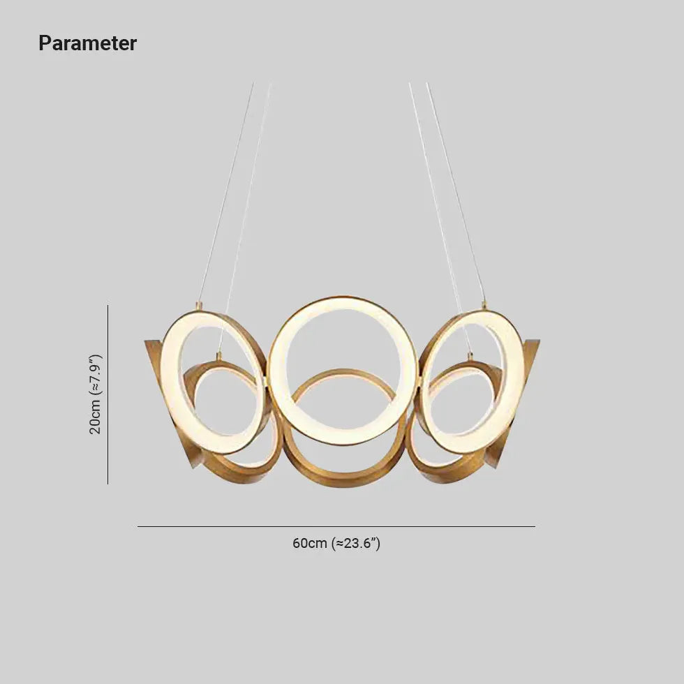 Hanglamp led gouden meerdere ringen woonkamer