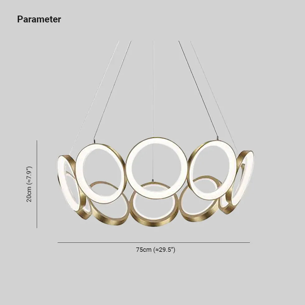 Hanglamp led gouden meerdere ringen woonkamer
