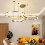 Plafondlamp rond goud meerdere lampen woonkamer