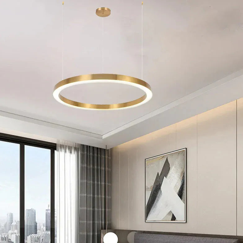 Led lamp rond gouden woonkamer