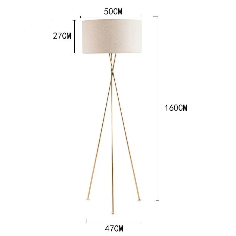 Driepoot vloerlamp witte ronde lampenkap