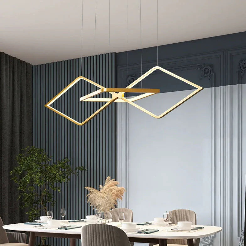 Design hanglamp led zwarte diamantvormige frame