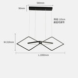 Design hanglamp led zwarte diamantvormige frame