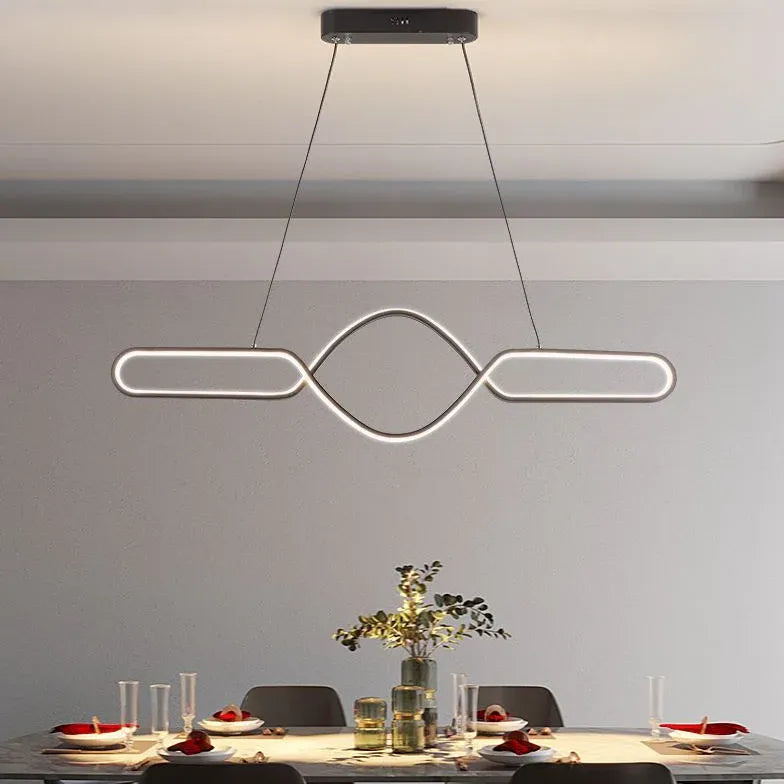 Dimbare led hanglamp eettafel gebogen lijnontwerp