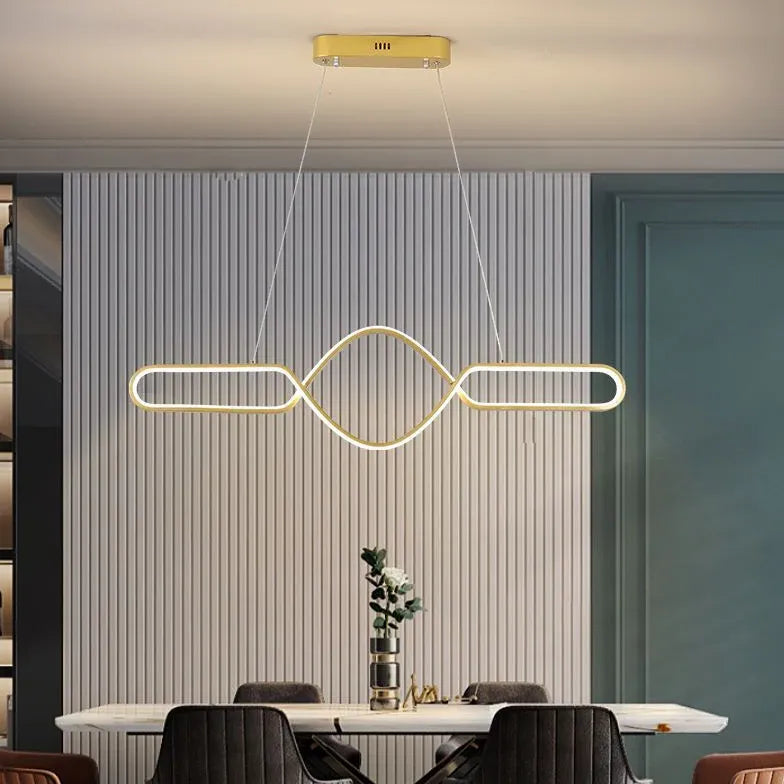 Dimbare led hanglamp eettafel gebogen lijnontwerp