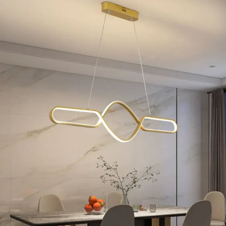 Dimbare led hanglamp eettafel gebogen lijnontwerp