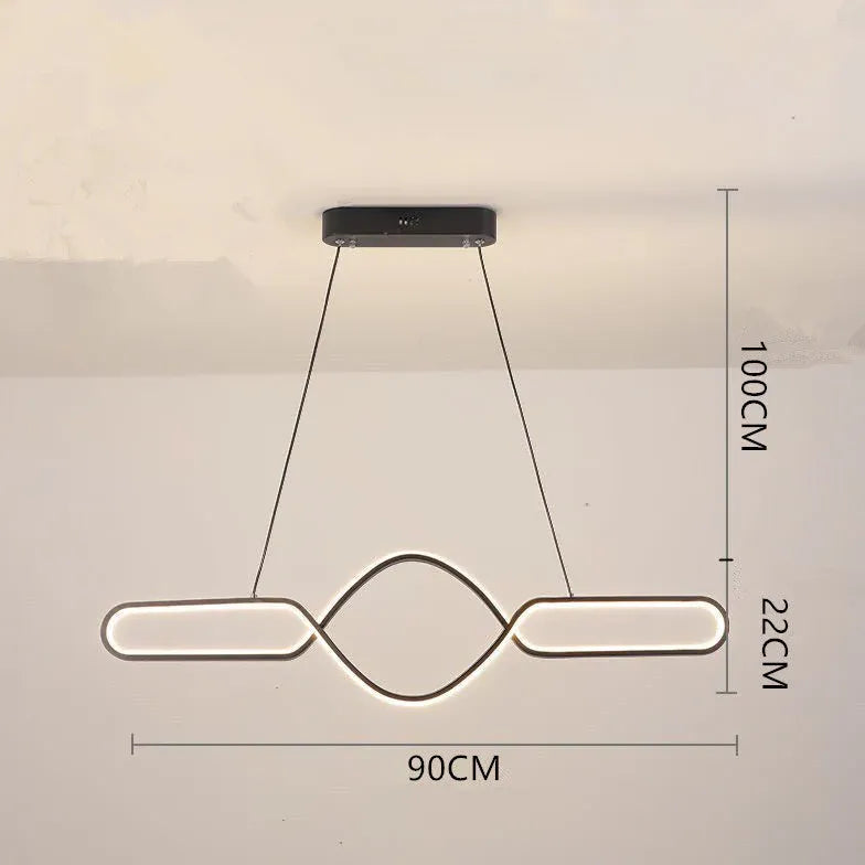 Dimbare led hanglamp eettafel gebogen lijnontwerp