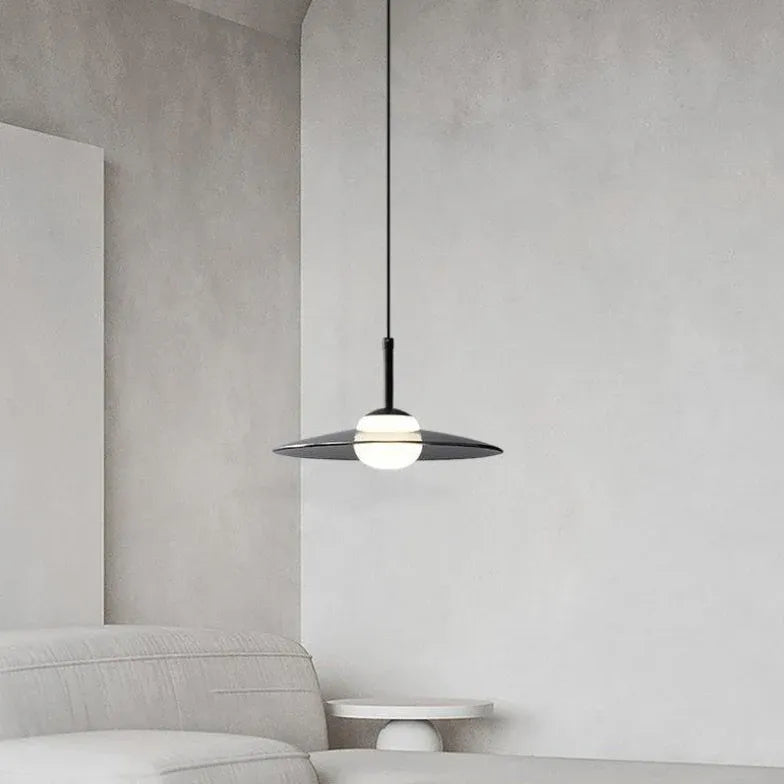 Hanglamp zwart glas in schijfvorm voor interieur