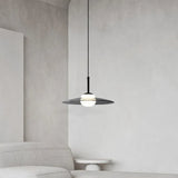 Hanglamp zwart glas in schijfvorm voor interieur