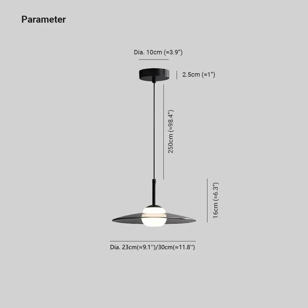 Hanglamp zwart glas in schijfvorm voor interieur