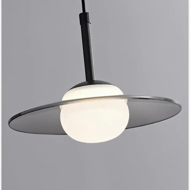 Hanglamp zwart glas in schijfvorm voor interieur