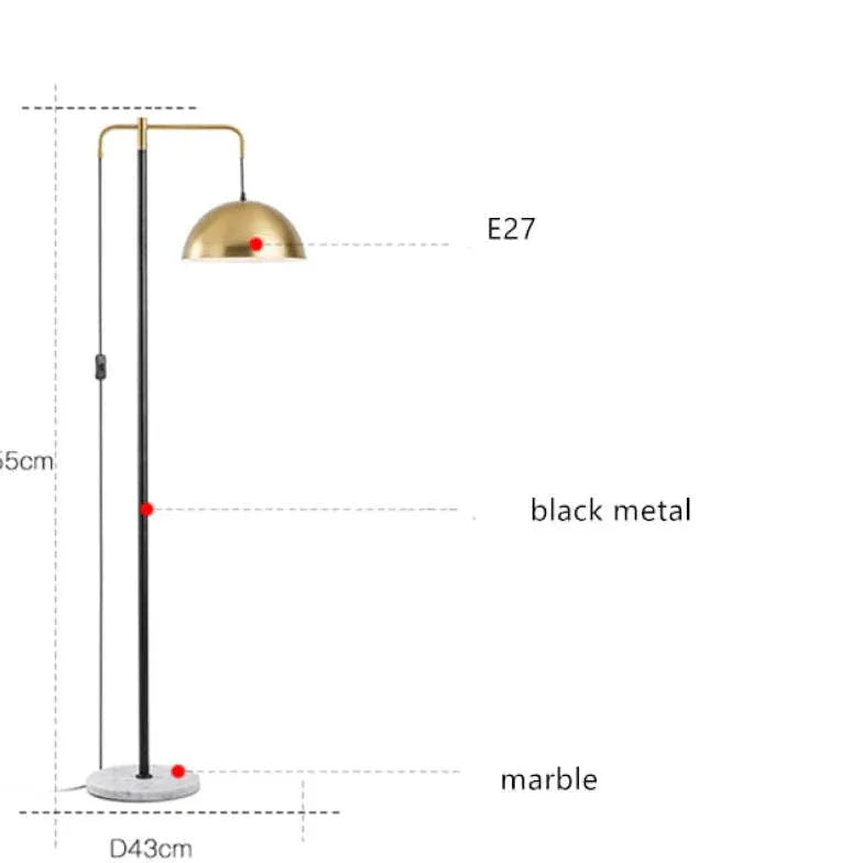 Vloerlampen woonkamer metalen koepel met stekker