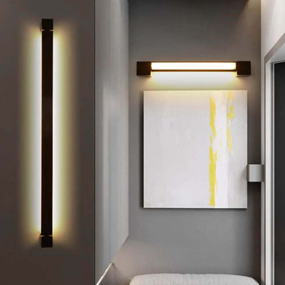 Langwerpige wandlamp zwart led voor badkamer