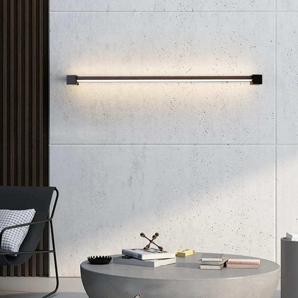 Langwerpige wandlamp zwart led voor badkamer