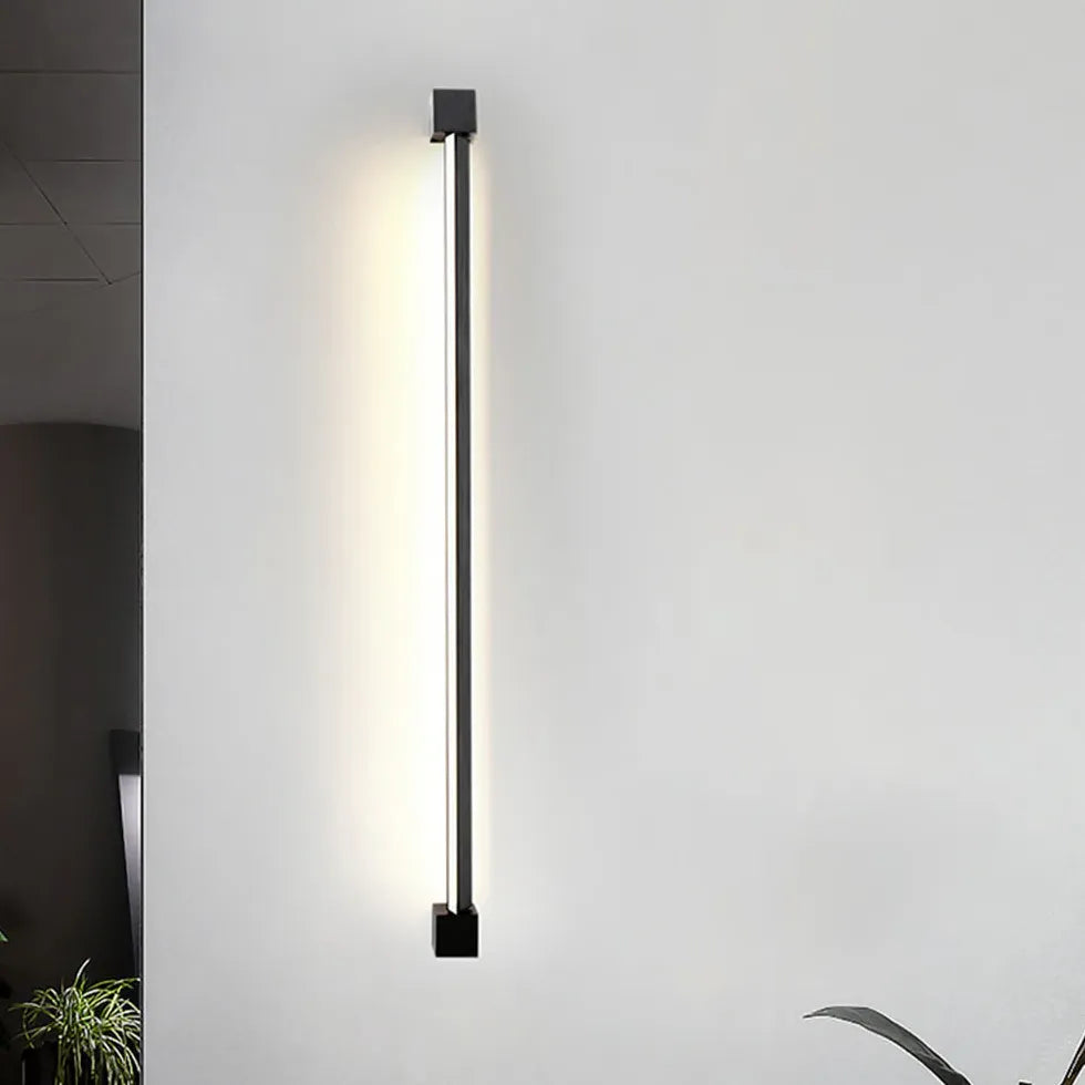 Langwerpige wandlamp zwart led voor badkamer