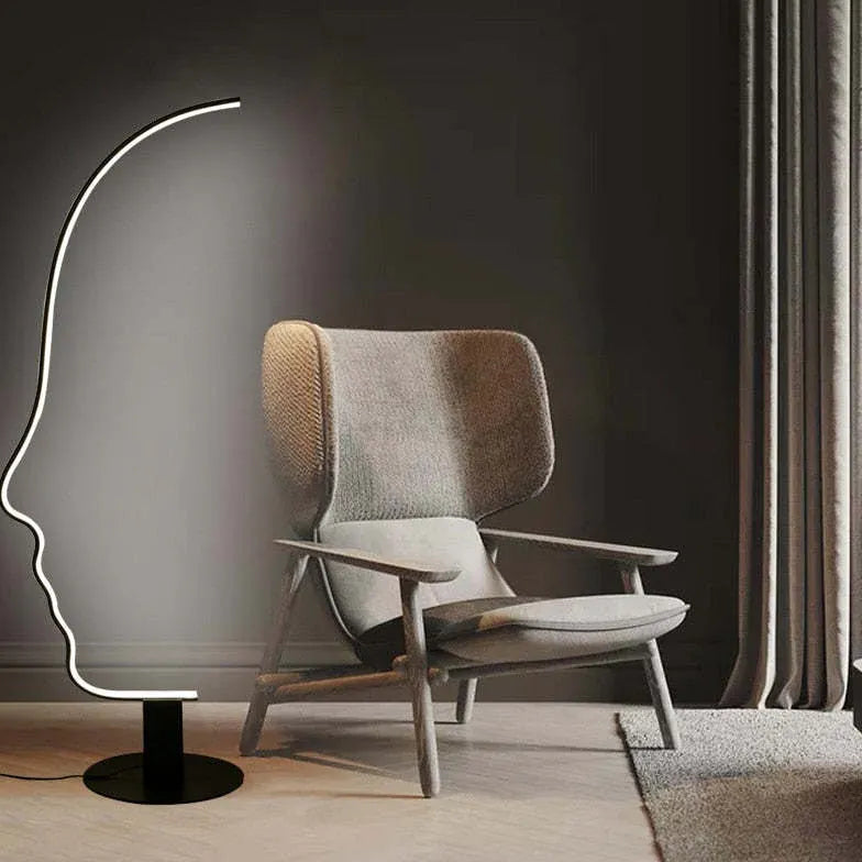 Boog design zwart zijprofiel vloerlamp