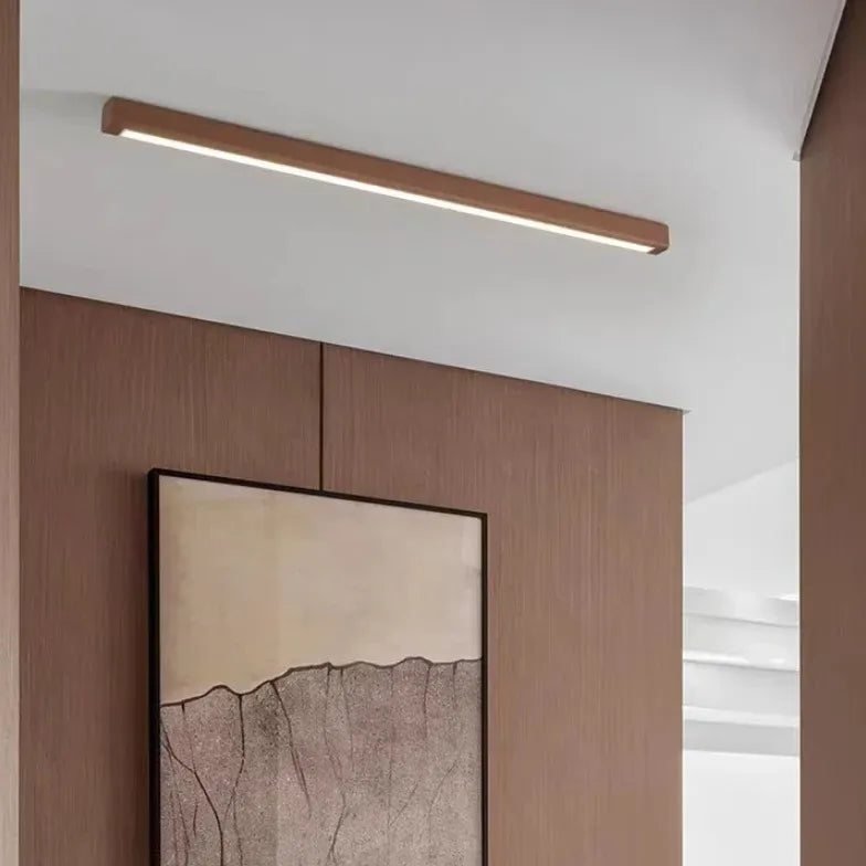Langwerpige plafondlamp hout gang led