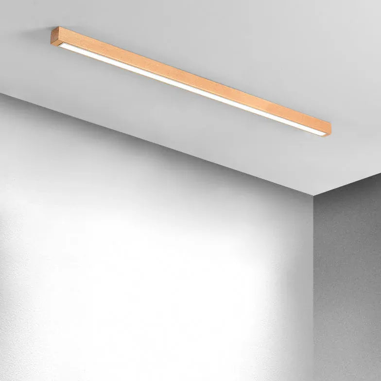Langwerpige plafondlamp hout gang led