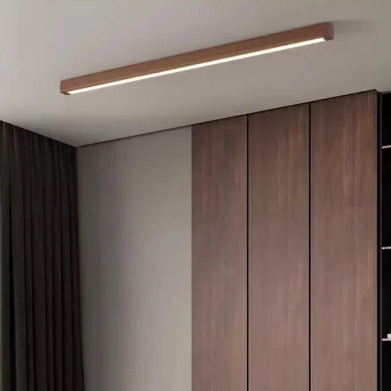 Langwerpige plafondlamp hout gang led