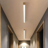 Langwerpige plafondlamp hout gang led