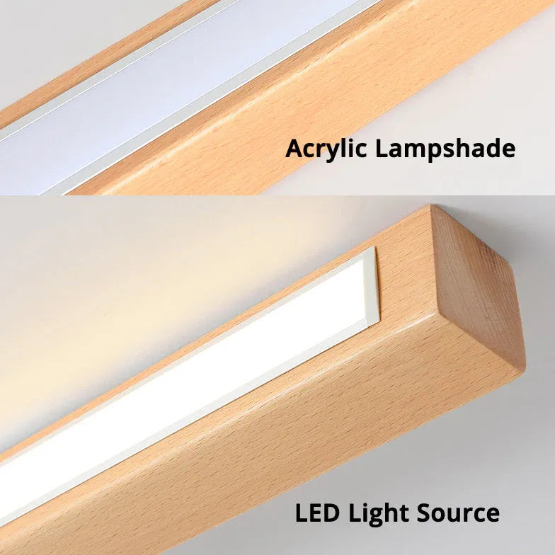 Langwerpige plafondlamp hout gang led