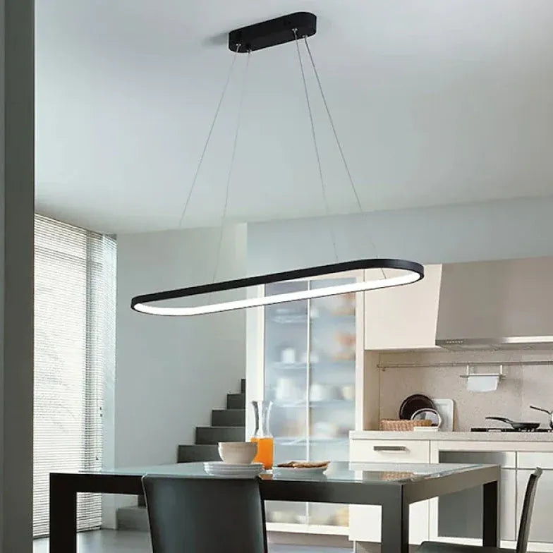Ovale hanglamp zwart keuken met afstandsbediening dimbaar